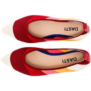 Knitted Pointed Toe Flats(Red Geo)